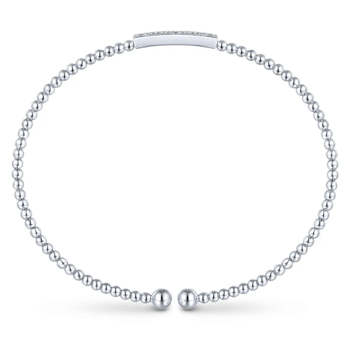 14K White Gold Bujukan Cuff Bracelet with Diamonds - BG4119-62W45JJ