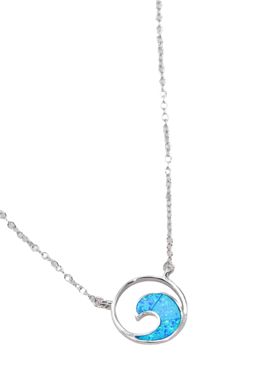 Opal Wave Pendant Necklace