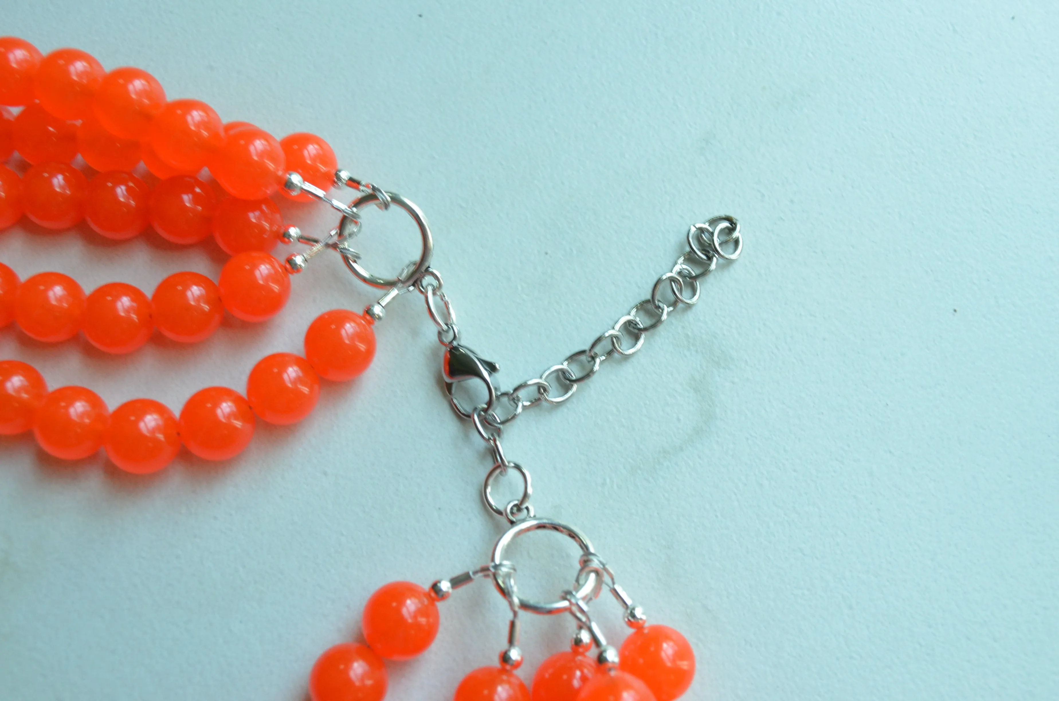 Orange Statement Jade Chunky Multi Strand Statement Necklace - Alana