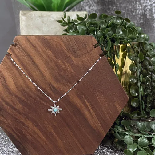 Peruvian Opal Silver Circle Starburst Necklace