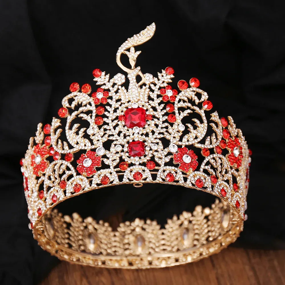 Waving Maiden Full Round Crystal Tiara Crown For Women